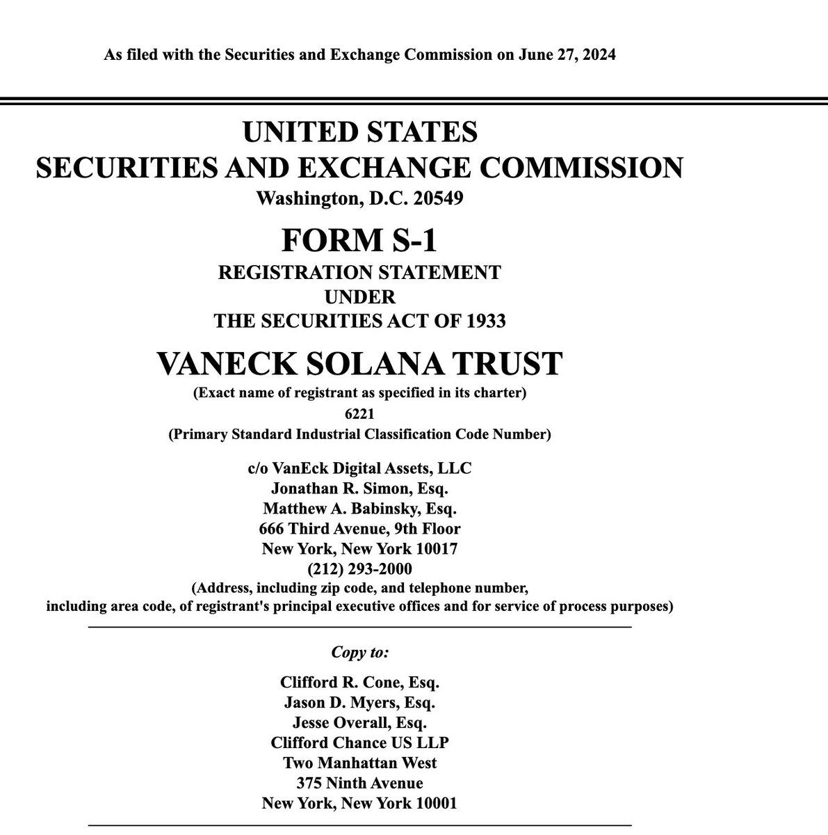 MightySerb_BTC's tweet photo. 📢Breaking: @vaneck_us files for spot @solana ETF today 📢
#Solana #SOL $SOL #xrypto #ETF https://t.co/gc3sXlumjh