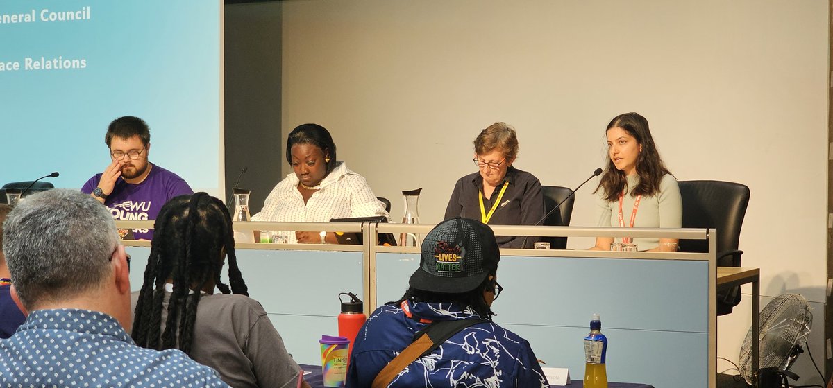 Now at #TUCLGBT is a panel discussion about combatting the far right. Sophia Siddiqui highlights how far right narratives jump on precarity and inequality to attack diversity. "Racism, patriarchy, ableism, homophobia and transphobia are all interlinked."