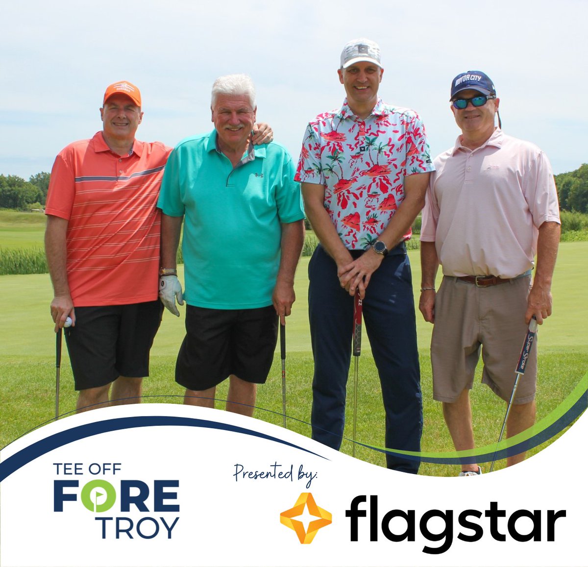 TroyChamberMI's tweet photo. FOOORE! That’s a wrap on 2024’s Tee Off FORE Troy, presented by @flagstar! We want to sincerely thank everyone who joined us – sponsors, volunteers, and players – to make this day extra special. It’s one of our favorite events of the year😊 https://t.co/t4FKa6PrHh