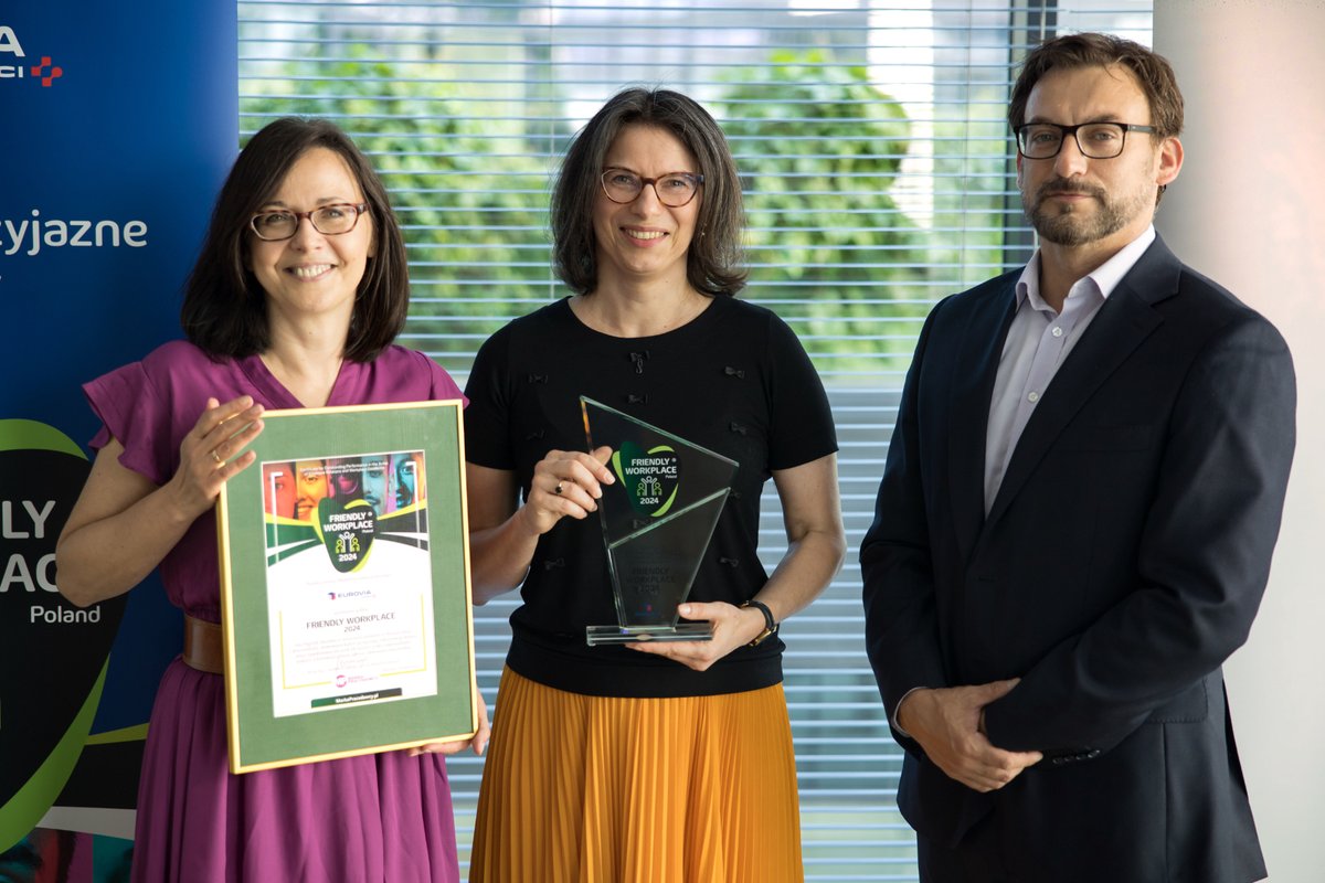 Kultura pracy i rozwoju na gruncie różnorodności – Eurovia Polska SA wśród firm z nagrodą "Friendly Workplace® 2024"! 💚
