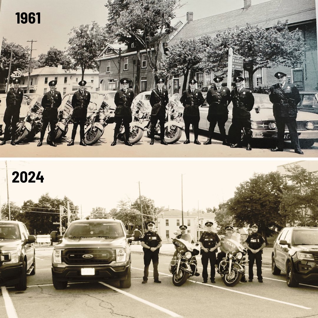 We had a bit of fun re-creating a Traffic Unit photo from 1961 with our Traffic Unit in 2024.  

Same parking lot and even one of the same buildings in the background!

Enjoy the long weekend #ptbo #lakefield #cavanmonaghan 

Drive safe! 🚓🚗🏍️