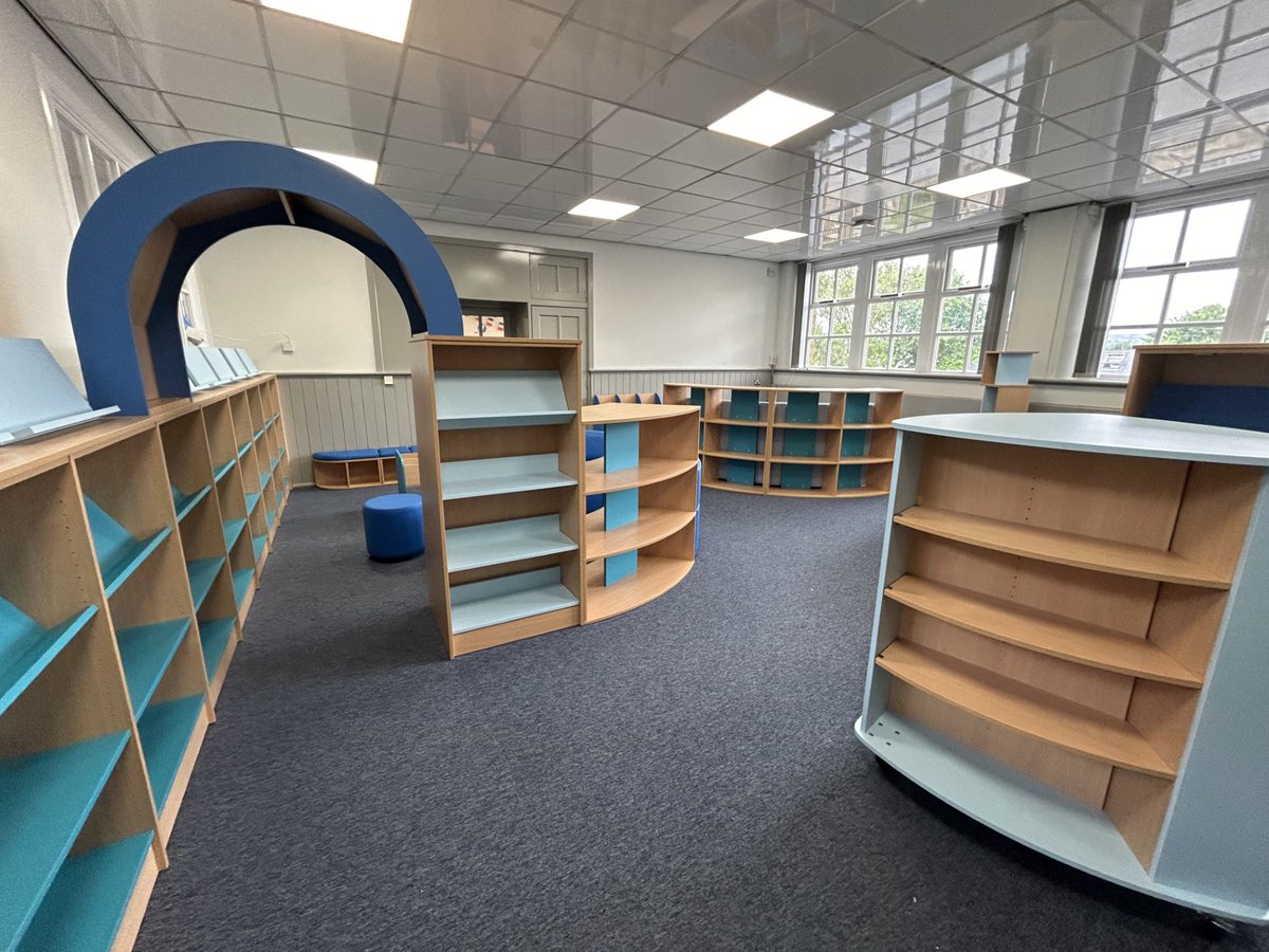 GreenLanePAT's tweet photo. Wow! Our new school library furniture has arrived and been installed today.  It looks amazing!  All we need now is some books 📚 https://t.co/z1NgM6QhSw