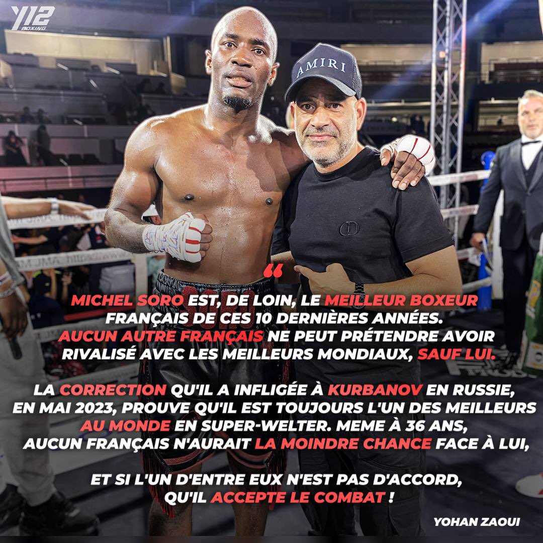 💬 « Aucun français n’aurait la moindre chance face à lui. » 

Le promoteur de Soro est catégorique. 😬

Aujourd’hui, pensez-vous qu’il existe un super-welter français 🇫🇷 qui puisse poser problème à Michel Soro sur le ring ? 👀

#Boxing #y12boxing