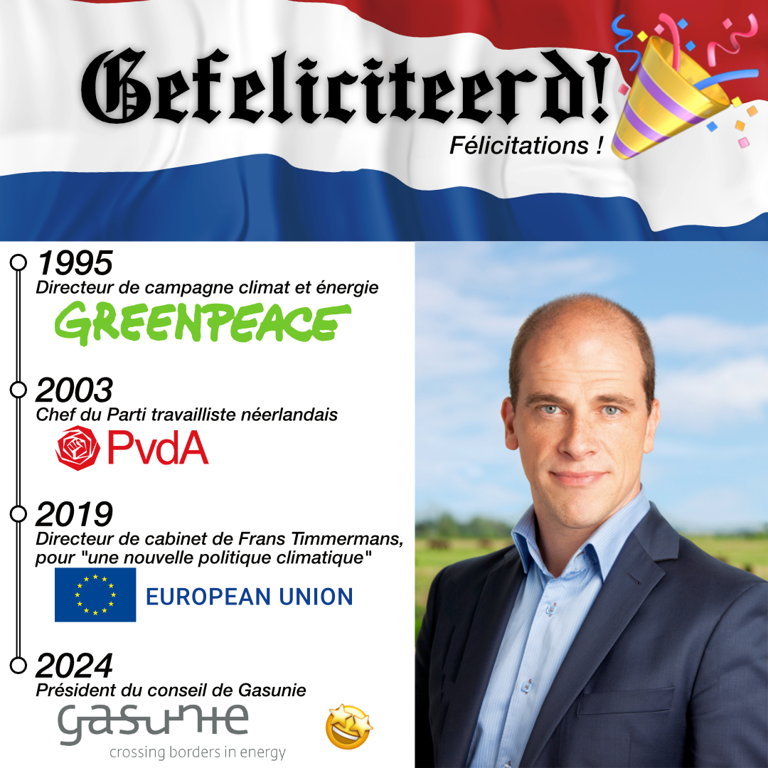CharbonGaz's tweet photo. 🎉 Félicitations à Diederik Samsom pour son nouveau poste en tant que Président du conseil de surveillance de Gasunie, équivalent de GRT-Gaz au 🇳🇱

De Greenpeace à vendeur de Gaz, en passant par la Commission 🇪🇺 : un "CV-Strike 🎳" comme on dit chez nous🤩 https://t.co/vjHua2DfGE https://t.co/gAGw6f10cY