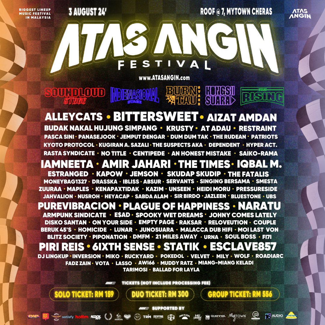 bluestoneMY's tweet photo. ATAS ANGIN FESTIVAL 2024 🏁 

101 performers.

15 hours.

The show never stop. 

🗓️ 3 AUGUST 2024
🕰️ 9AM - 12AM
📍 ROOFTOP @7 MYTOWN CHERAS

‼️ ALL TICKETS ARE AVAILABLE ON OUR WEBSITE ‼️
https://t.co/5Pif9MUFc5

#atasanginmy #initimekitashine #atasanginseMalaysia #aaf24 https://t.co/Xv7DSBE0xS