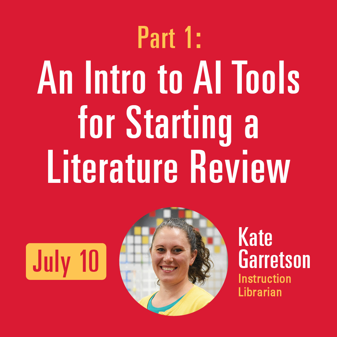 ISU_Library's tweet photo. 🎯📚Library learning: #ArtificialIntelligence (AI) series. Part 1: An Intro to AI Tools for Starting a Literature Review. 9-11 a.m., Wednesday, July 10. Try out 2 AI research tools that are useful in the first stage of a literature review.
Reserve a spot: https://t.co/GsU1ToioWF https://t.co/YnTm2OCXdc
