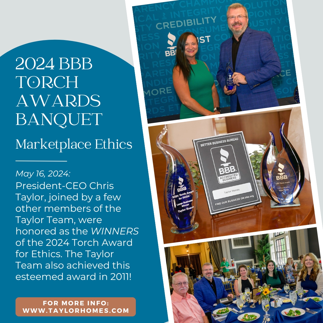 TaylorHomes's tweet photo. We are so proud to be the winners of the 2024 Torch Award for Ethics!! 🏆 This is our second time winning this prestigious award and we are incredibly honored.  

Learn more about our ethics award here 👉 https://t.co/kYDomnMjmU https://t.co/RxJRjprBC8