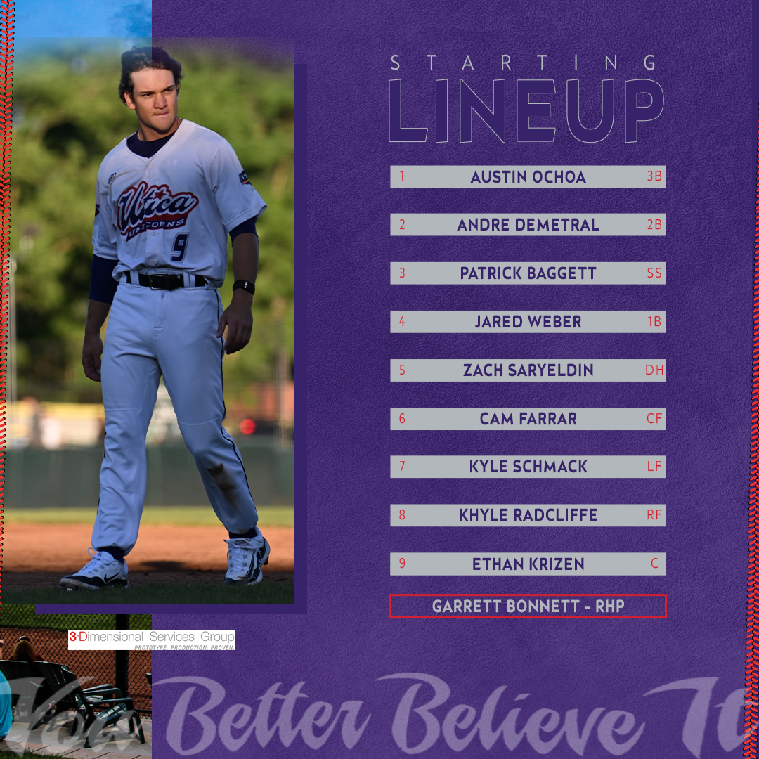 Starting Lineup | Utica Unicorns 
Game 36