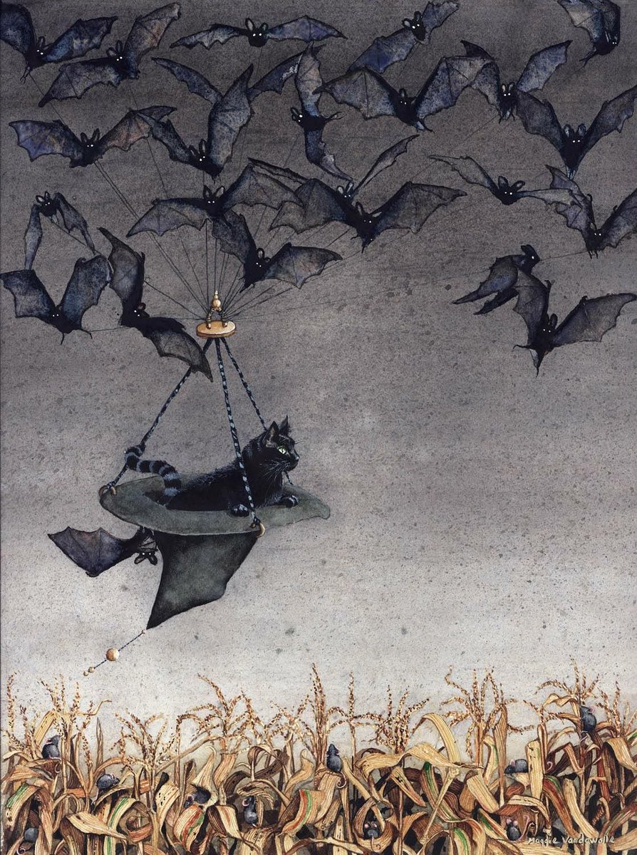 "Some black cats are witches in disguise. Some witches are black cats in disguise."
Folklore of Wales, 1909.
🎨 Maggie Vandewalle
#InternationalCatDay #folklorethursday