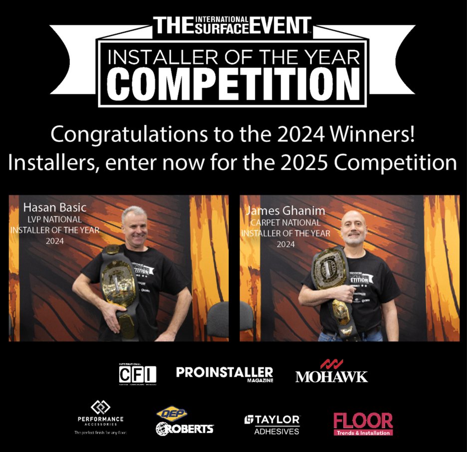 Celebrating Installers Across the Industry

2024 Winners: Hasan Basic (#LVP) and James Ghanim (#Carpet). 

Whether you are a Carpet or LVP installer or have an installation team, let us celebrate your talent by entering into this competition, enter now &gt;  utm.io/ug6ka