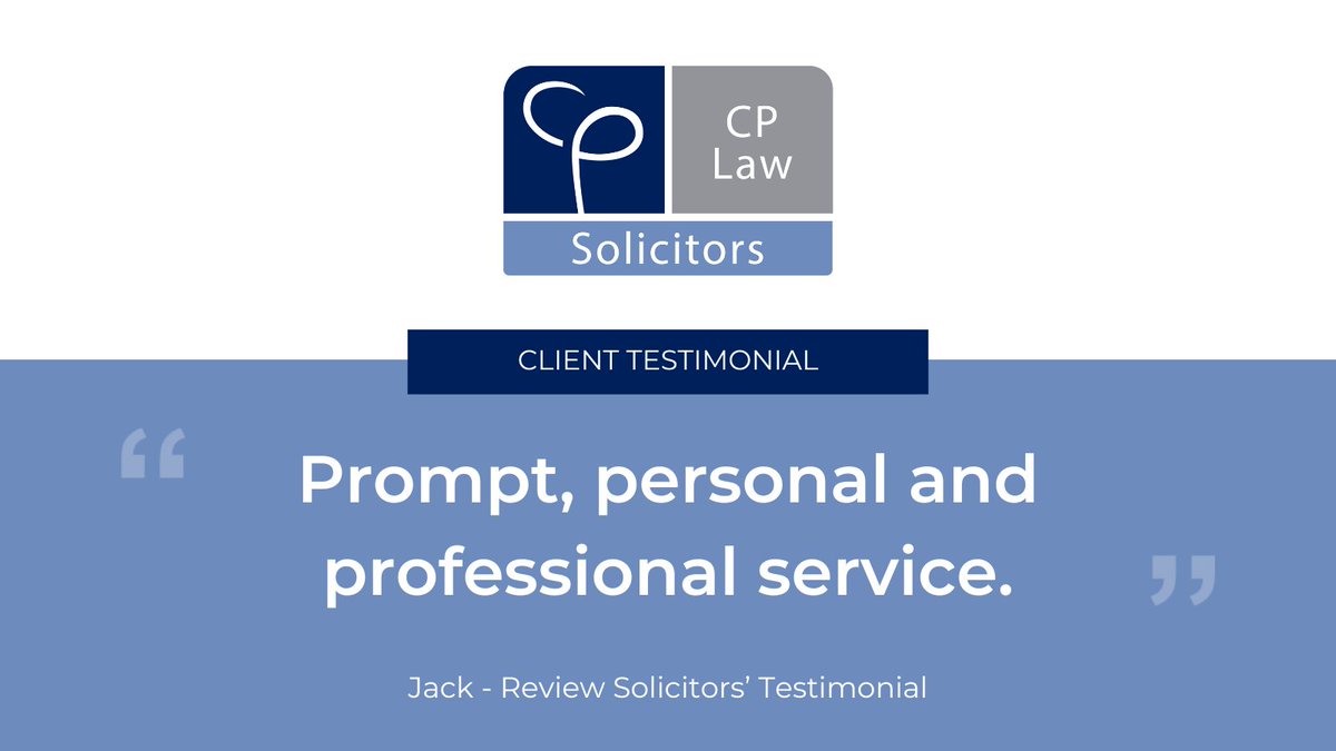 At CP Law Solicitors, our priority is to provide our clients with professional legal guidance, delivered by our approachable and knowledgeable team.

#Law #Testimonial #ClientReview #Solicitors #Wokingham #Sunningdale #Probate  #LegalInsights #Wills #WillAndProbate #Family #LPA