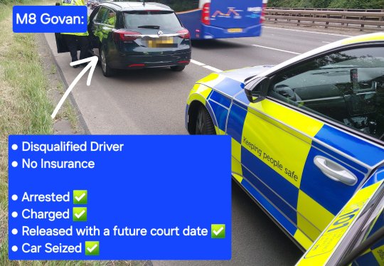 PSOSRoads's tweet photo. The custody suite has been like a "revolving door" for #GlasgowRP today. We've been kept busy with a number of arrests giving out our #RoomWithNoView for free !
Offences include:
Disqualified Driving
Cloned Plates
No Licence
No Insurance
⬇️ Details Below⬇️
#DontRiskIt
#S165 https://t.co/kwQeZXz0PN