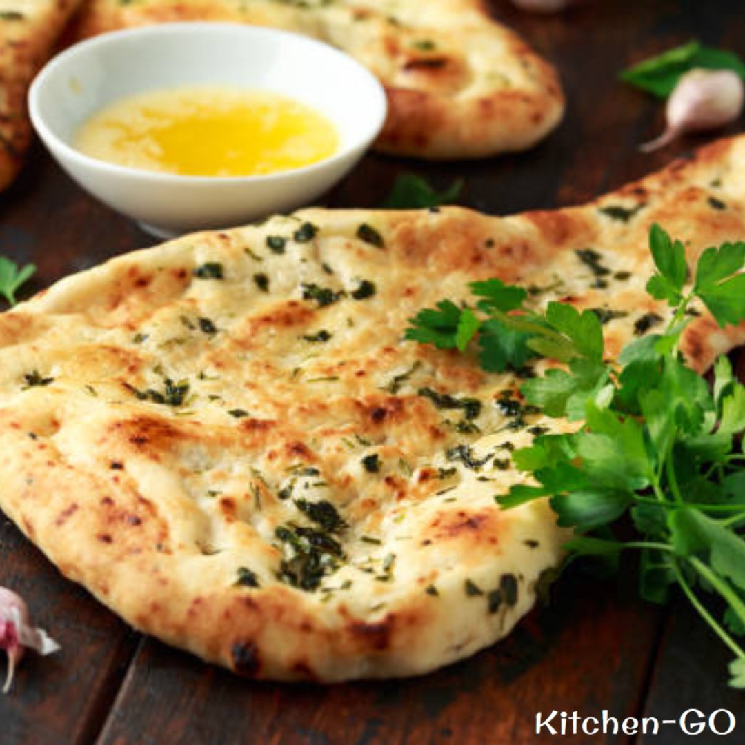 KitchenGO_brand's tweet image. Butter garlic naan is a traditional Indian flatbread and one of the most popular versions of naan. It’s made with flour, yeast, salt, sugar, and yogurt. #buttergarlicnaan #indianflatbread #naan #kitchengo #foodie #foodlover #herbs #spices #herbsandspices #shakers #grinders
