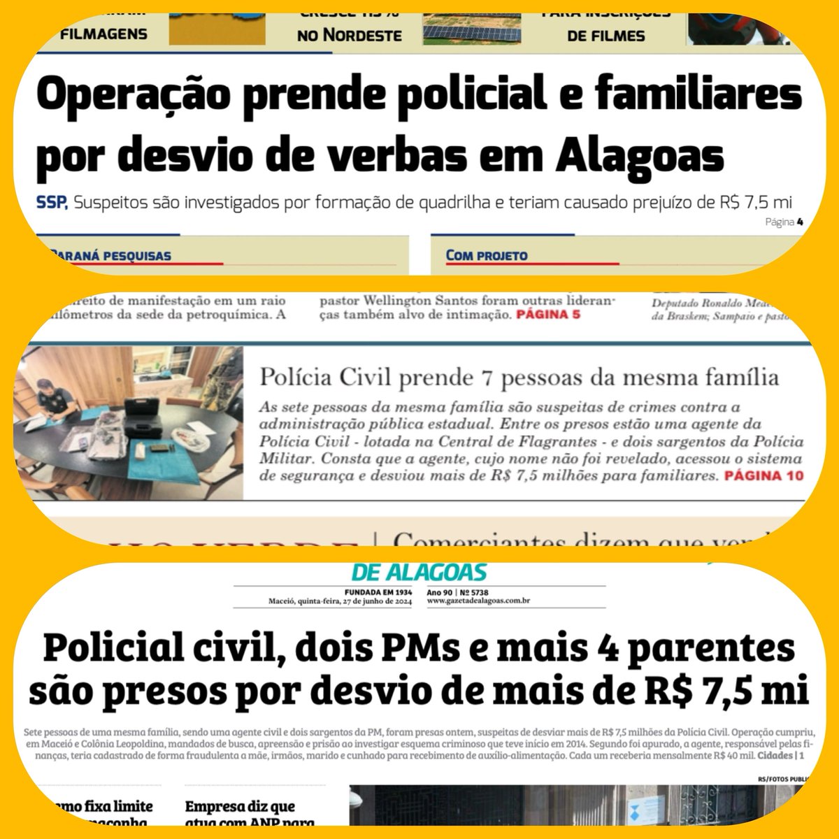 clippingnoticia's tweet photo. Família presa por desvio de verbas é destaque nos jornais de hoje: Correio Alagoano, Tribuna Independente e Gazeta de Alagoas! https://t.co/gtgilXolJE