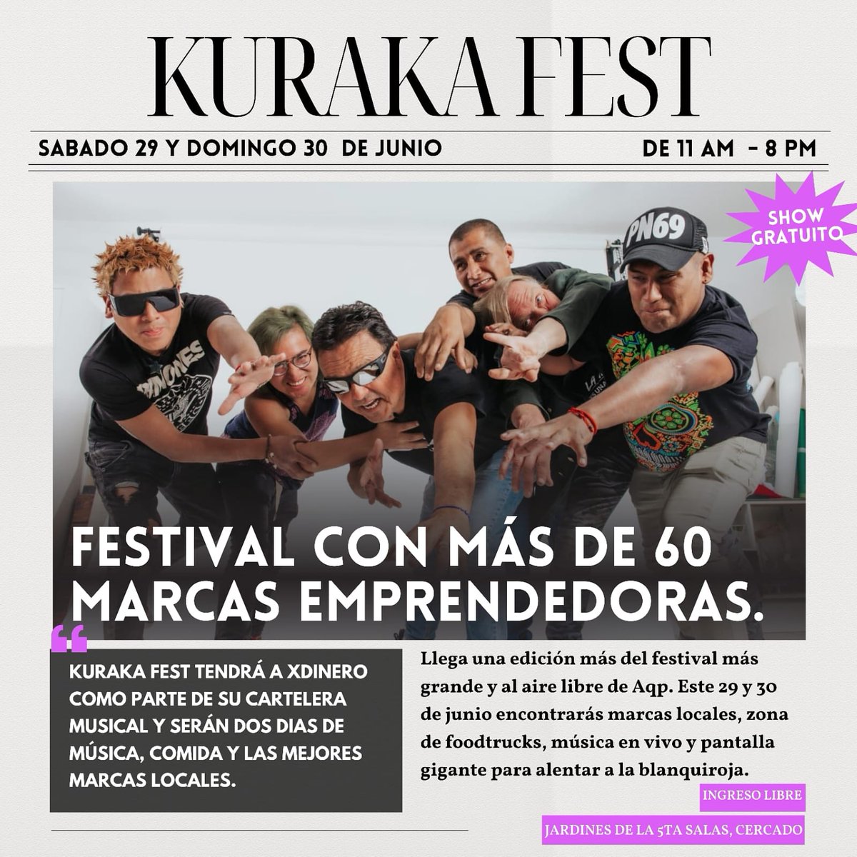 Sábado 29 a las 5:00 pm