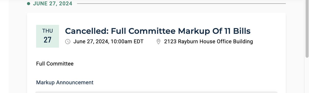 Today's House E&amp;C markup of privacy bill #APRA and Kids Online Safety Act cancelled