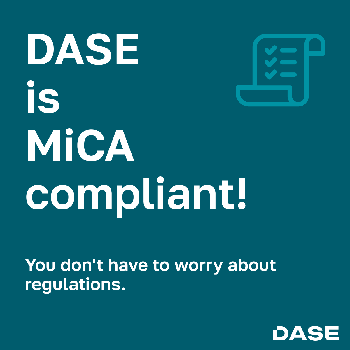 dase_exchange's tweet photo. ☝️ We understand that regulatory issues get in the way of every trader.

👉 DASE addresses this problem by keeping a close eye on all European regulations and adapting to them.

💪 Thus, since its launch, DASE has been fully compliant with the coming MiCA regulation!

💡 With DASE, you don't have to worry about these unexpected conditions and regulations getting in your way.

💰 Register NOW to get 3 months without trading fees.

#DASE #crypto #europe #exchange
https://t.co/6IMPAfnFyL