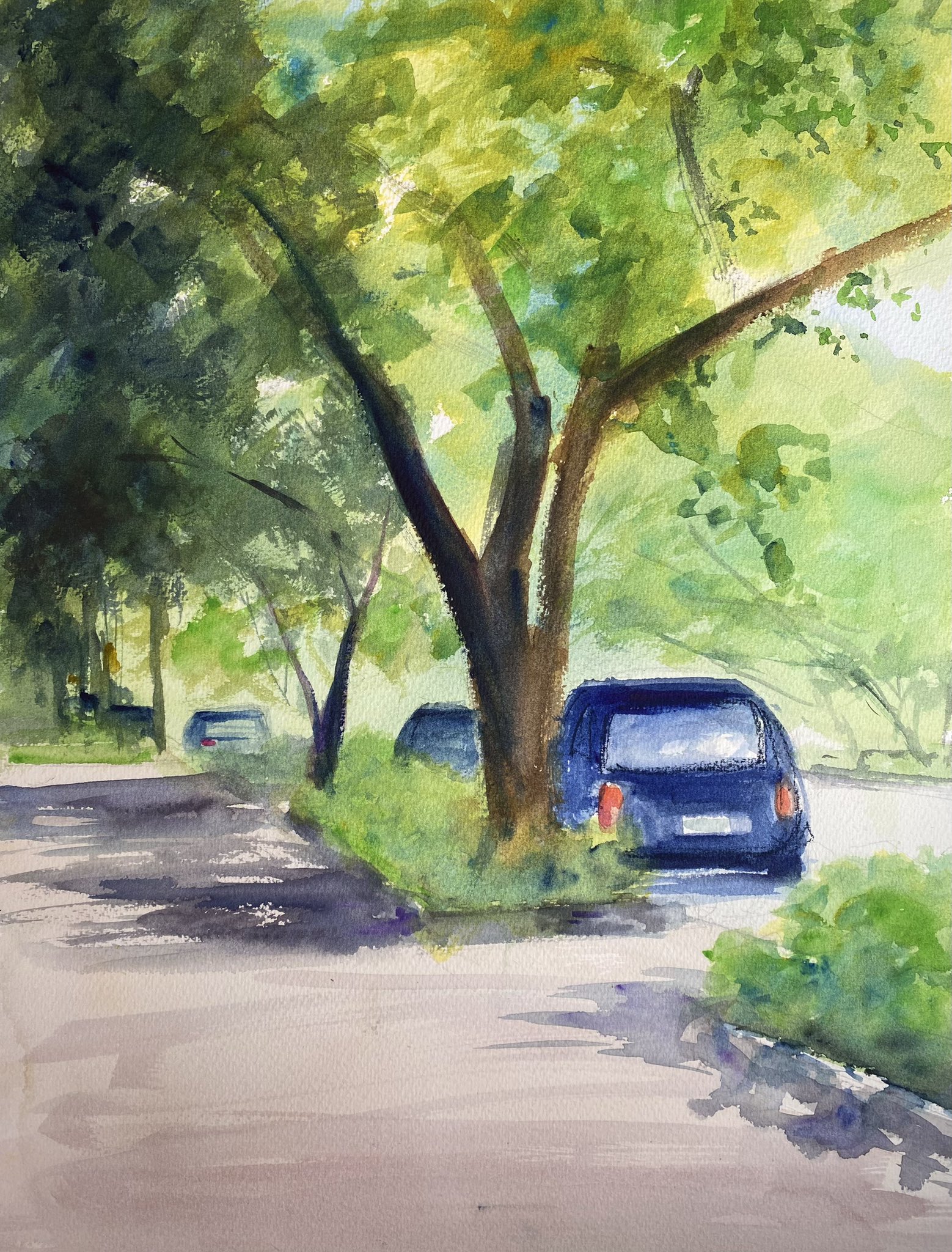 水彩画　　散策2  8号 水彩画散策2 8号