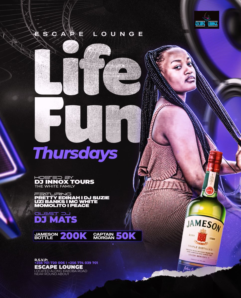 owihorere's tweet photo. ~*ESCAPE LOUNGE 🔥🔥🔥*~
PRESENTS TO YOU🔥🔥🕺🏻
*#LifeFun Thursdays*
Were back for the big set new vibes , this time round kukuba party mpaka kuwulira bubi
🔥🔥🔥🔥🔥🔥🔥🔥
join us Tonight for the biggest party
*#LifeFunThursday*
Hosted By
@Djinnox256 https://t.co/gQi7TcqUqu