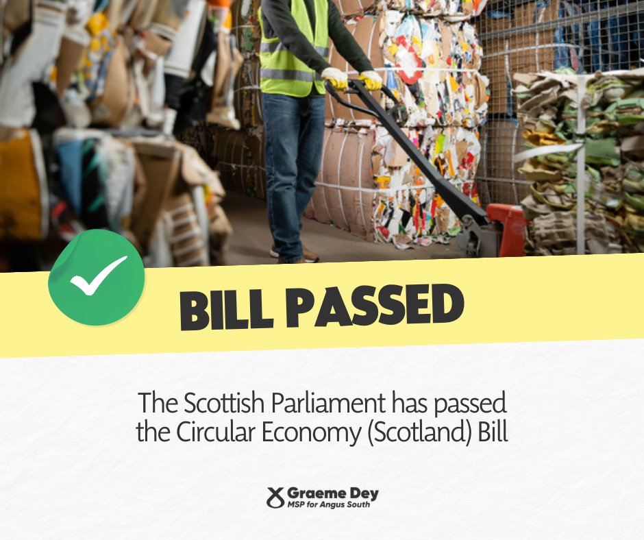 AngusSouthSNP's tweet photo. β»οΈ Legislation giving Ministers & councils the tools to increase reuse & recycling, & modernise services, has been passed.
π· Will be underpinned by support & investment which builds on @scotgov's existing Β£70m Recycling Improvement Fund.
π Read more: https://t.co/XhiBrrsi00 https://t.co/AH7Kl6aIzI