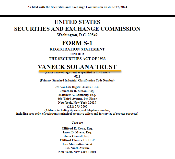 SolCex_Exchange's tweet photo. VanEck officially files for spot Solana ETF.

@solana is the future 🔥 https://t.co/6jjMxVKCcy