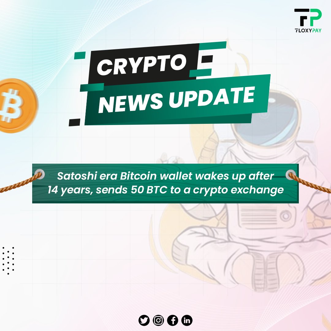 floxy_pay's tweet photo. 🚀 Breaking News! 🚀 

A dormant #Bitcoin wallet from 2010 just woke up after 14 years!  It sent a whopping 50 #BTC  to a #crypto exchange. 🌐 

What’s the backstory? 📖
This miner earned those 50 $BTC back in July 2010, when Bitcoin was a mere $0.05 per coin. 

Early adoption is winning! 🤯

#Floxypay
