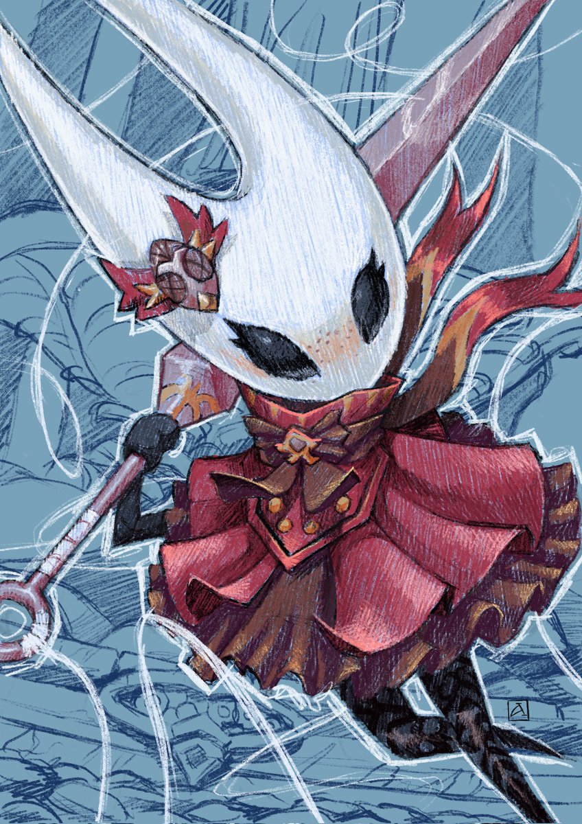 Hello everyone, today I show you a new illustration of Hornet, a character from the game Hollow Knight.  I will have it in print and stickers at the next Safari Colectivo fair this July 6 and 7 in Plaza Baquedano.  See you there 🙋‍♂️🖌️