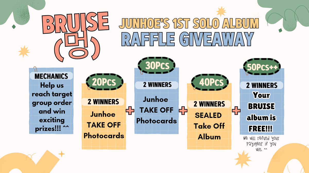_kmomma_'s tweet photo. ✨️PH GIVEAWAY✨️

Help us reach our target for this GO &amp; win exciting prizes!

 ✨️JUNHOE 1ST SOLO ALBUM (w/POB) - BRUISE(멍) - Discounted GO

⚡️1 album=1 entry
⚡️PAYO: 750
⚡️Installment: 900 (300 dp)

Pls help RT🙇‍♀️
#멍 #JU_NE_BRUISE_D6 #JU_NE_1ST_SOLO #JUNE 
@JUNE_GOZARU_JP https://t.co/PkR9sehkqI