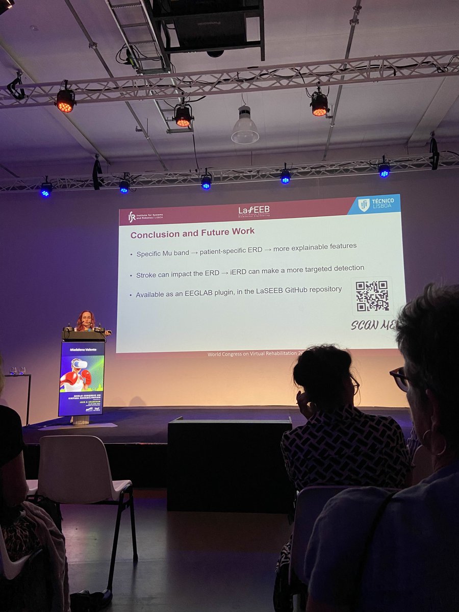 LaSEEB (@laseeb_isr) on Twitter photo 🎉 Congratulations to our PhD student Madalena Valente for her outstanding presentation at the #WCVR24 conference about her work on "Stroke patient-specific Mu Event-Related Desynchronization in a #VR-based #BCI interventions"🧠in a joint collab between LaSEEB+<a href="/NeuroRehabLab/">NeuroRehabLab</a> 🎉 Congratulations to our PhD student Madalena Valente for her outstanding presentation at the #WCVR24 conference about her work on "Stroke patient-specific Mu Event-Related Desynchronization in a #VR-based #BCI interventions"🧠in a joint collab between LaSEEB+<a href="/NeuroRehabLab/">NeuroRehabLab</a>