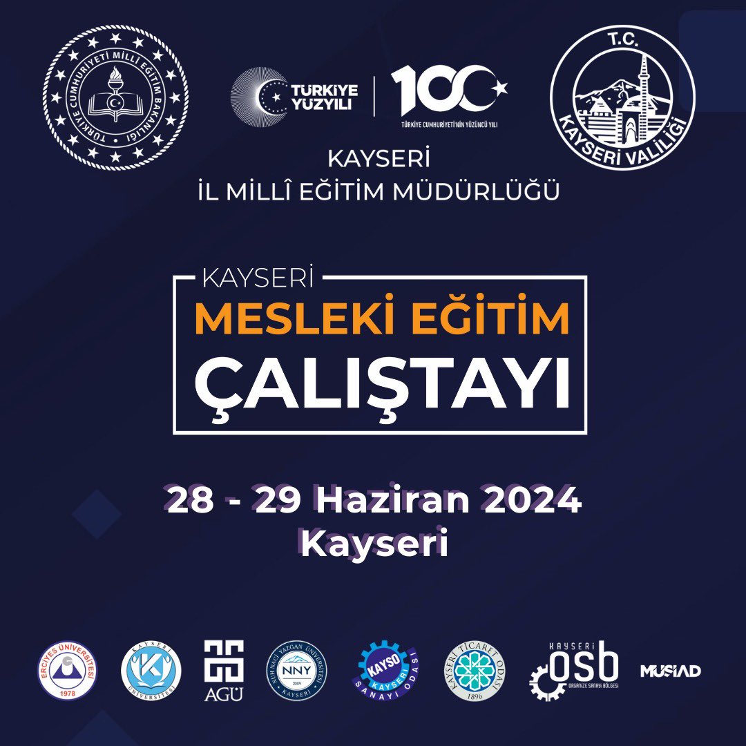 Kayseri Mesleki Eğitim Çalıştayı

Türkiye Yüzyılında şehrimize değer katan üniversiteler ve iş dünyasının temsilci kuruluşları olan paydaşlarımızla yapılacak çalıştayımız başlıyor!

#mesleğimhayatım
#KöklerdenGeleceğe 

<a href="/Yusuf__Tekin/">Yusuf Tekin</a> <a href="/gokmen_cicek_/">Gökmen Çiçek</a> <a href="/kemalsamlioglu/">Kemal ŞAMLIOĞLU</a> <a href="/_Ali_KARAGOZ/">Dr. Ali KARAGÖZ</a>