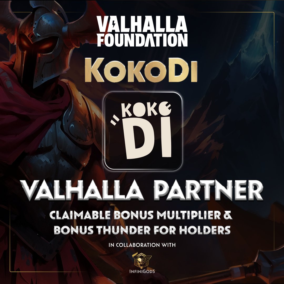 We're thrilled to announce our partnership with the <a href="/ValhallaFdn/">Valhalla Foundation</a> &amp; <a href="/InfiniGods/">InfiniGods⚡️</a> for the “Road to Valhalla” questing campaign.

Our holders have exclusive benefits, such as bonus point allocations, as well as bonus point multipliers to support their questing journey.

Collect those