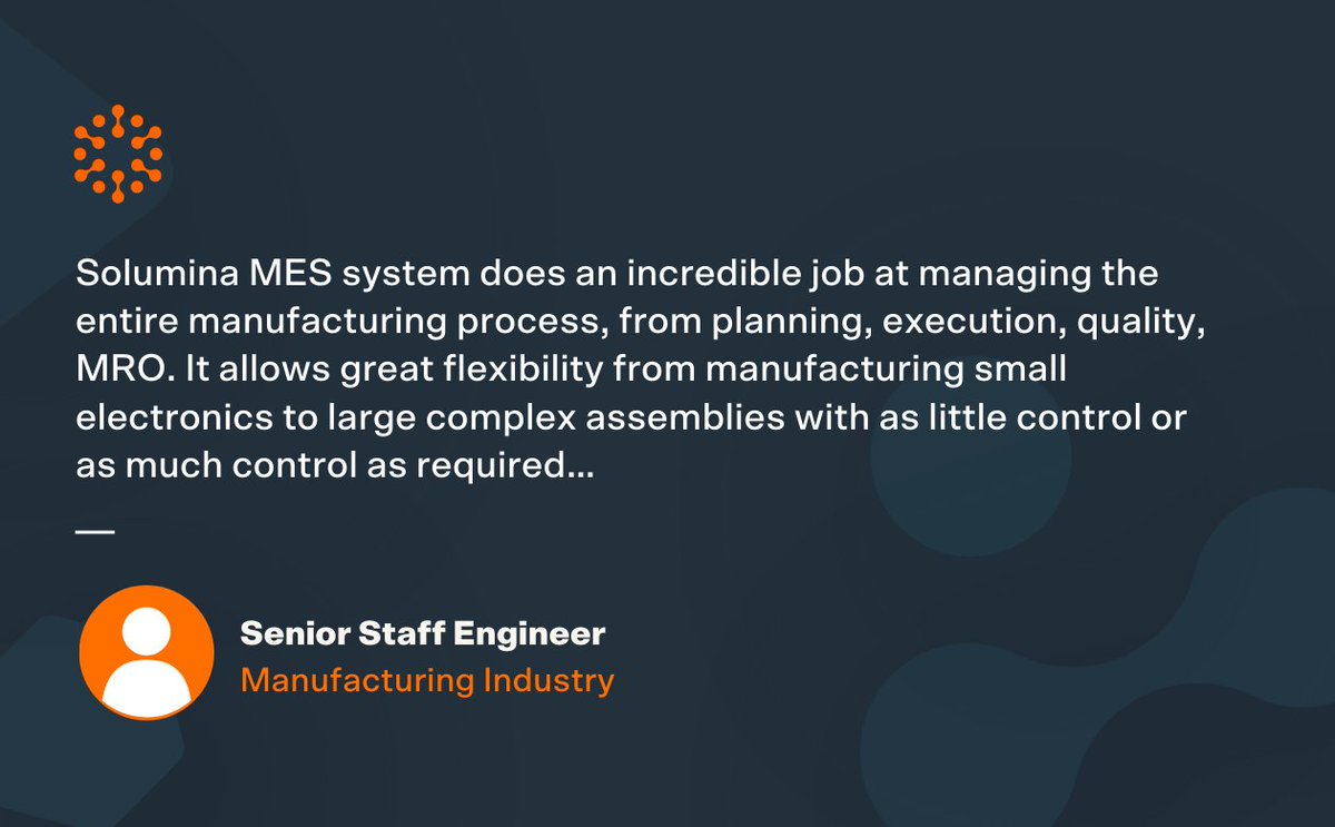 iBASEt_global's tweet image. See what customers are saying about Solumina MES by iBase-t, from &quot;managing the entire #manufacturing process,&quot; to allowing &quot;great flexibility from manufacturing small electronics to large complex assemblies.&quot; hubs.li/Q02DfXRR0 #ComplexMadeSimple