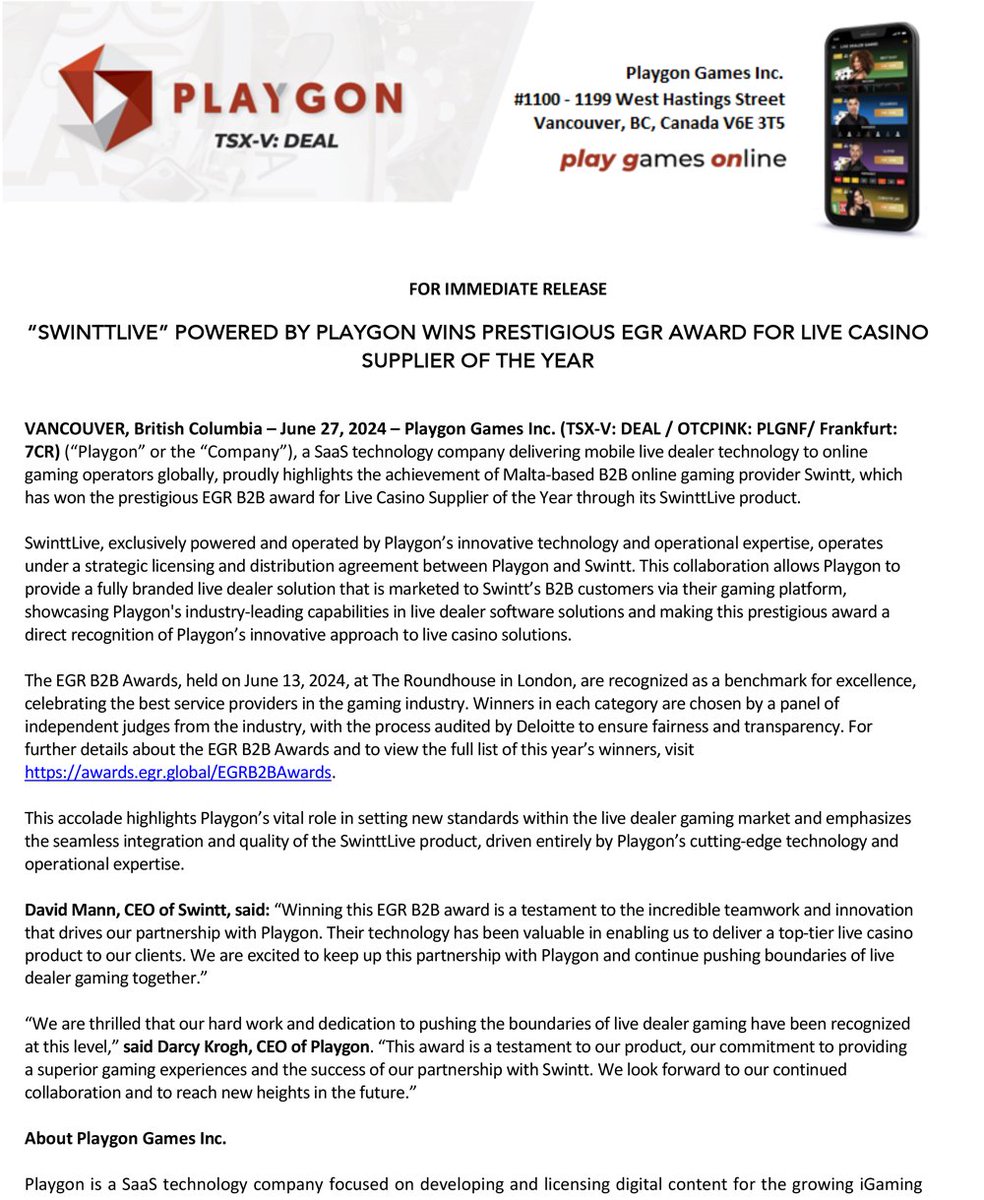 Playgon Games Inc. tweet media