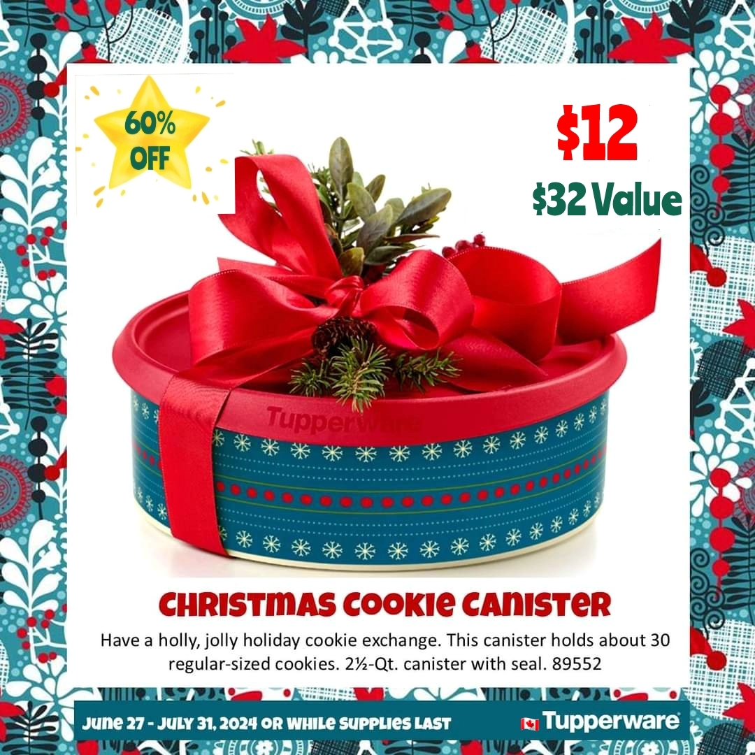 KurtsTupperware's tweet photo. HO HO HO! 🎅

It's 🎄 Christmas in July all month long!

▪︎ 60% OFF the Christmas Cookie Canister
▪︎ 60% OFF the Christmas 3-Pc. 

PLUS even more merry offers online only! https://t.co/3sXOCYZ03c