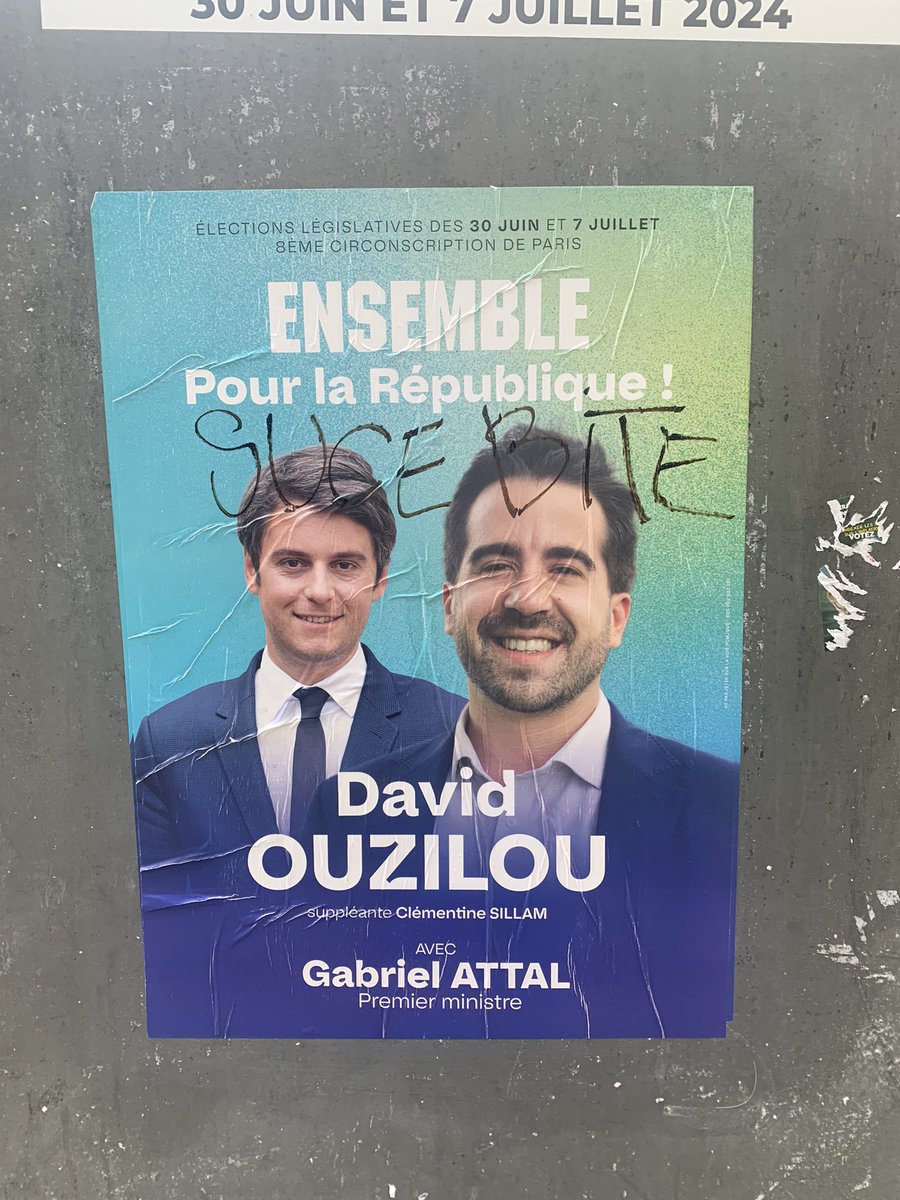 OuzilouDavid's tweet photo. Infâme. Il n’y a pas d’autres mots pour qualifier ces insultes homophobes envers notre Premier Ministre, en 2024, en France. Honte à vous. Quant à moi je serai toujours du côté de la lutte contre les discriminations https://t.co/HIugVxTBdK