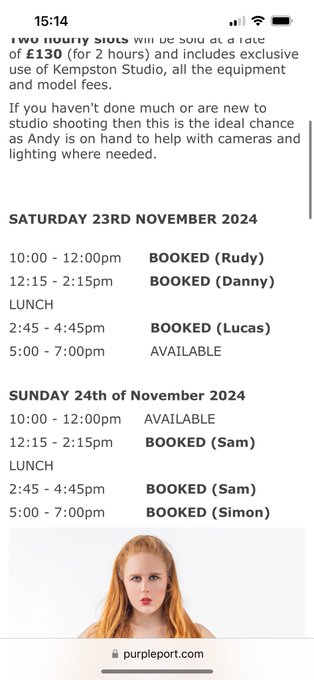 My studio weekend is almost fully booked at Kempston Studio. Only 1 slot left on each date! For ~ Saturday<a href="/tag/model"class="tags"><span>#model</span></a><a href="/tag/canon"class="tags"><span>#canon</span></a><a href="/tag/summer"class="tags"><span>#summer</span></a><a href="/tag/sunshine"class="tags"><span>#sunshine</span></a><a href="/tag/makeupartist"class="tags"><span>#makeupartist</span></a>