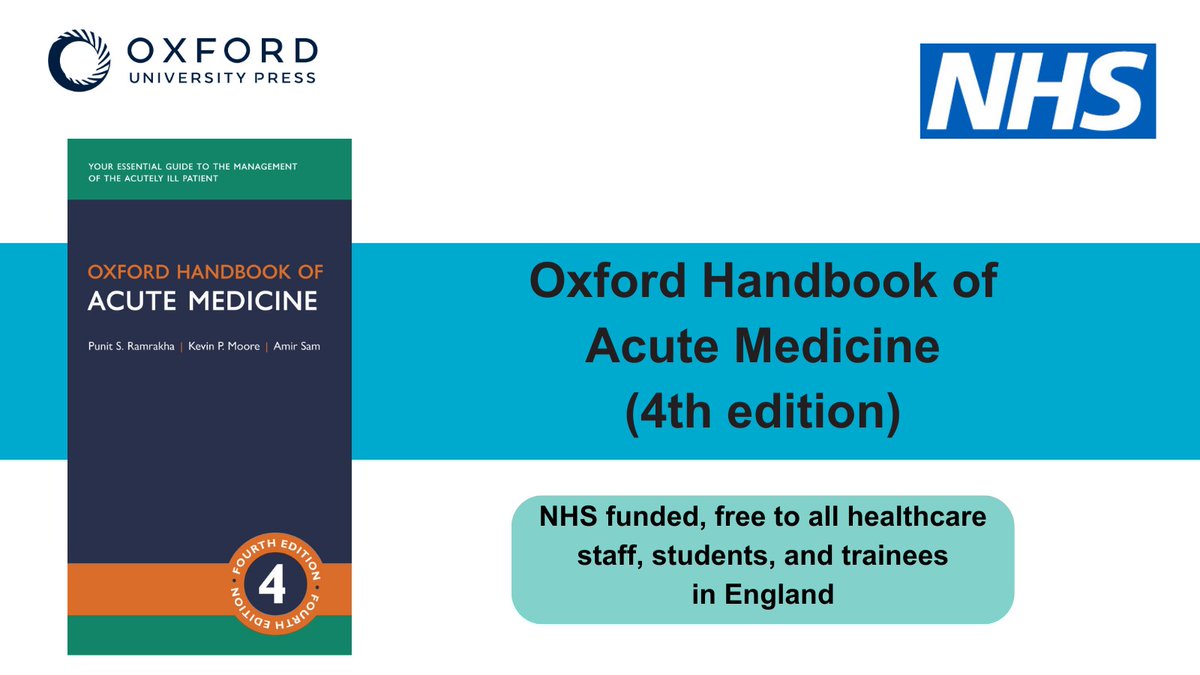NEL Primary Care Knowledge Specialist (@nelpcks) on Twitter photo NHS staff and students on placement in England have access to over 240 Oxford University Press #medical and #healthcare books online, courtesy of <a href="/NHSEngland/">NHS England</a> <a href="/NHSKFH/">NHS Knowledge for Healthcare</a>
☑️Free access via #NHSOpenAthens
☑️Find out more: pages.oup.com/nhs NHS staff and students on placement in England have access to over 240 Oxford University Press #medical and #healthcare books online, courtesy of <a href="/NHSEngland/">NHS England</a> <a href="/NHSKFH/">NHS Knowledge for Healthcare</a>
☑️Free access via #NHSOpenAthens
☑️Find out more: pages.oup.com/nhs