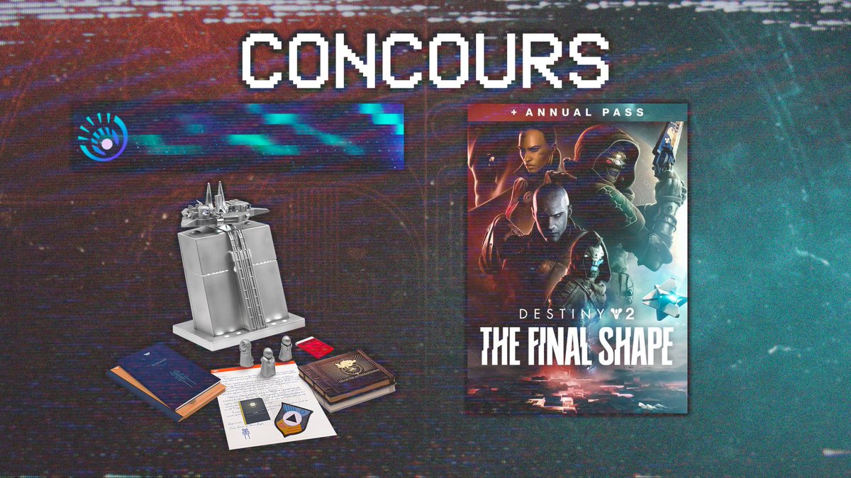 #CONCOURS 🎁

Remporte ce beau lot #Destiny2 :
x1 Collector La Forme Finale
x1 DLC + Pass Annuel sur la plateforme de ton choix
x1 Emblème Aurora Prismealis

Pour participer :
✅ Respost ce post
✅ Follow <a href="/MrFlapix57_YT/">Flapix 🧟‍♂️</a> &amp; <a href="/DestinyGameFR/">Destiny 2</a> 

TAS : 30/06/24

GL 🍀 #BungieCreator