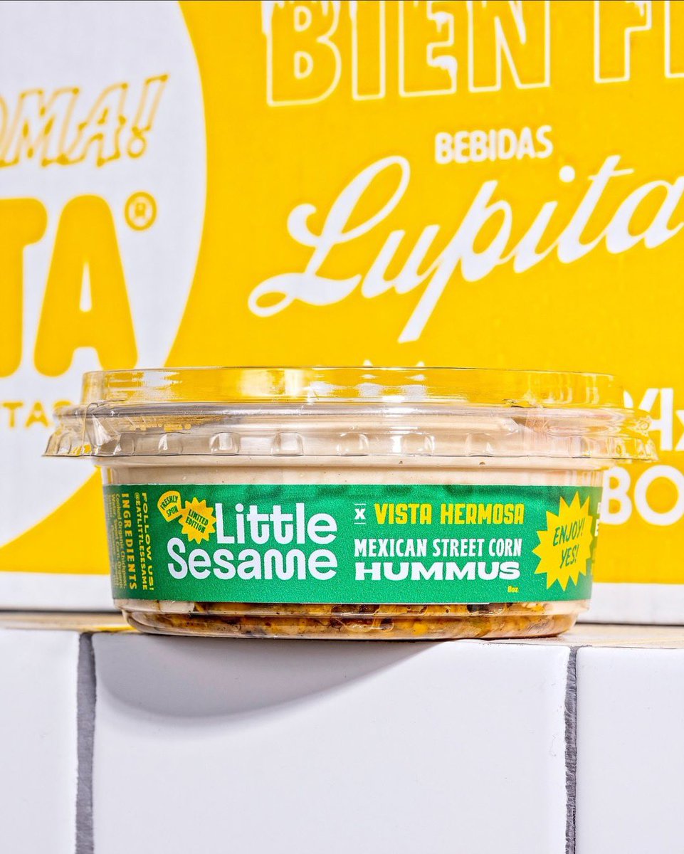Introducing 🌽 MEXICAN STREET CORN HUMMUS 🌽 Made in collaboration with our friends at Vista Hermosa, this flavor was inspired by our favorite summer food, elote! Available exclusively via the <a href="/EatLittleSesame/">Little Sesame</a> hummus club. Shop now at the link in bio.