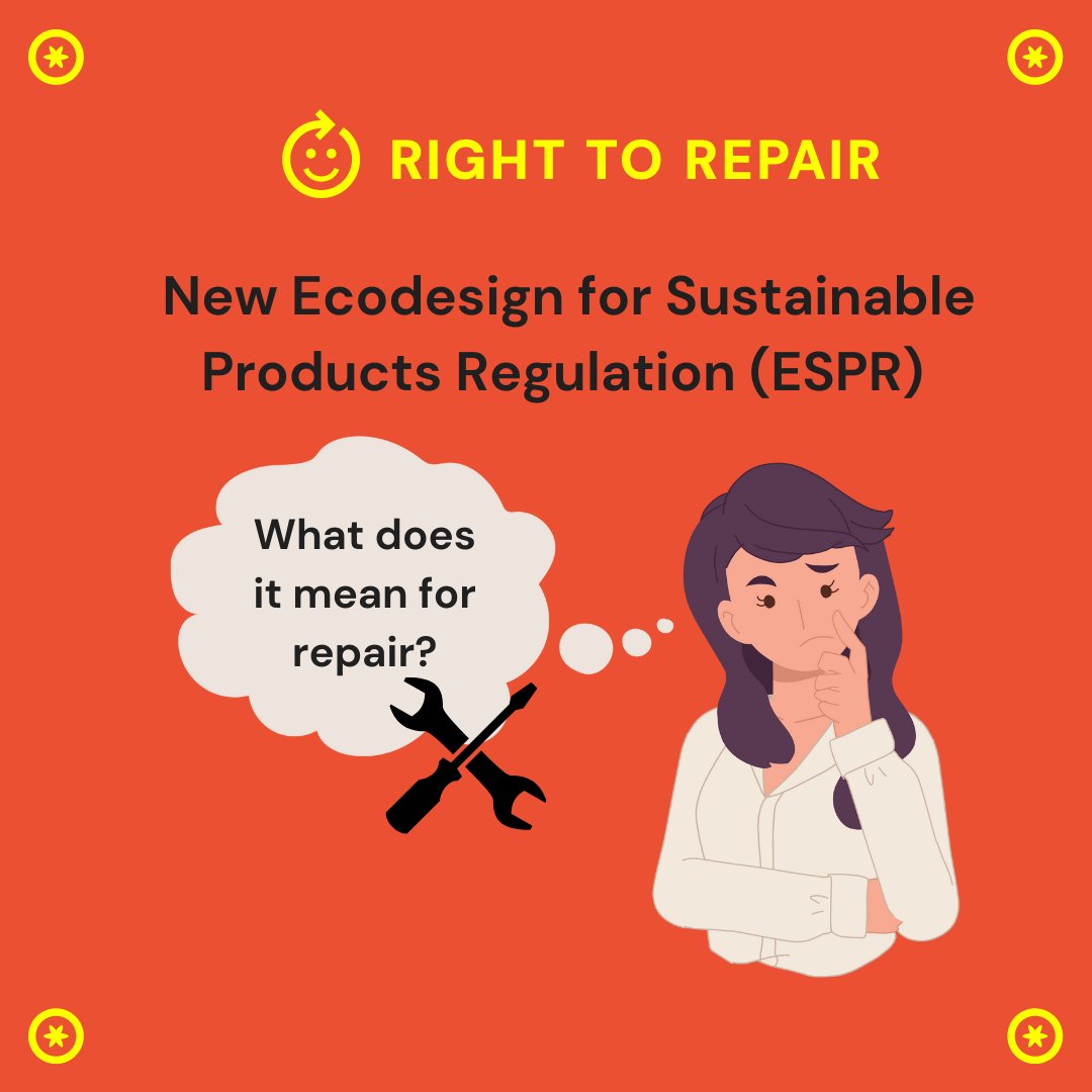 The new Ecodesign for Sustainable Products Regulation has the potential to cover nearly all product groups - however we don't yet know to which extent it will address repairability and premature obsolescence: it will depend on secondary legislation we'll be pushing for! 🪛🇪🇺