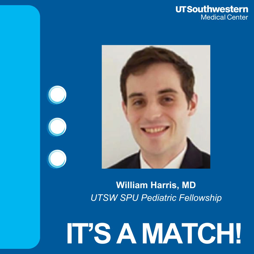 It's a Match!!! Welcome to UT Southwestern, William!!! He will be coming from SUNY Downstate and will do a pedi fellowship with us! 🎉