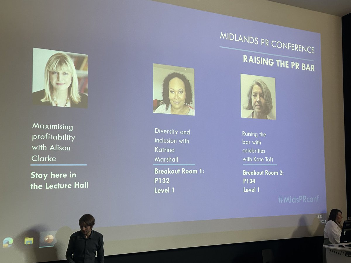 Lots on the agenda for our afternoon break out sessions at the #MidsPRConf with <a href="/pitchwitch/">Alison Clarke</a> <a href="/kat_isha/">Katrina Marshall</a> <a href="/katetoft/">KATE TOFT</a> talking Profitability, EDI and Celeb Activation all on the agenda at this afternoons <a href="/CIPR_Global/">Chartered Institute of Public Relations</a> and <a href="/PRCA_HQ/">PRCA</a> Midlands PR Conference