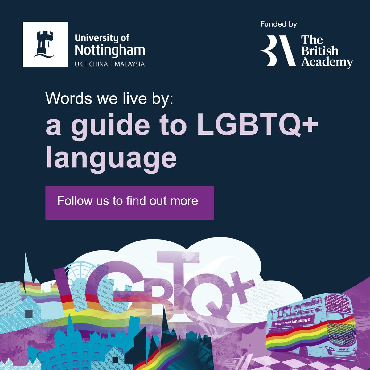 Words We Live By is a glossary of words defined by young LGBTQ+ people as part of a project at the University of Nottingham. We hope our guide to LGBTQ+ language helps you understand the ways that many young people describe their lives and their identities, (1/3)