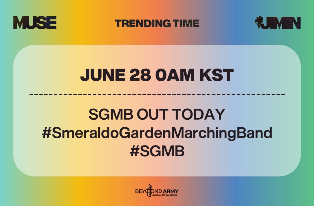 sevenrchive's tweet photo. RT AND REPLY

JIMIN IS COMING
SGMB OUT TODAY
#SmeraldoGardenMarchingBand #SGMB https://t.co/engq7FJHe4
