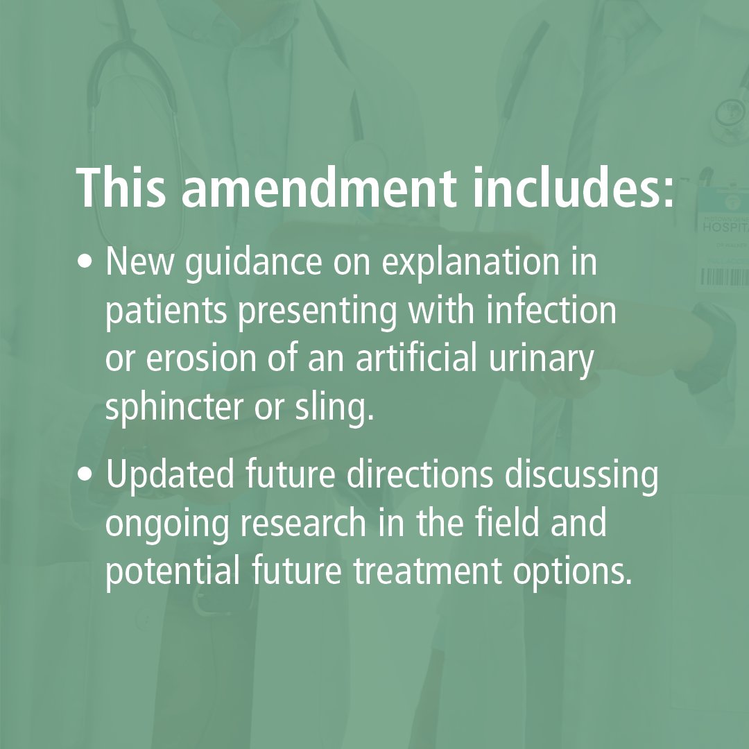 Today, in partnership with the Society of Genitourinary Reconstructive Surgeons (GURS) and the Society of Urodynamics, Female Pelvic Medicine &amp; Urogenital Reconstruction (SUFU), we released the 2024 amendment to the Incontinence after Prostate Treatment (IPT) Guideline. 

Read