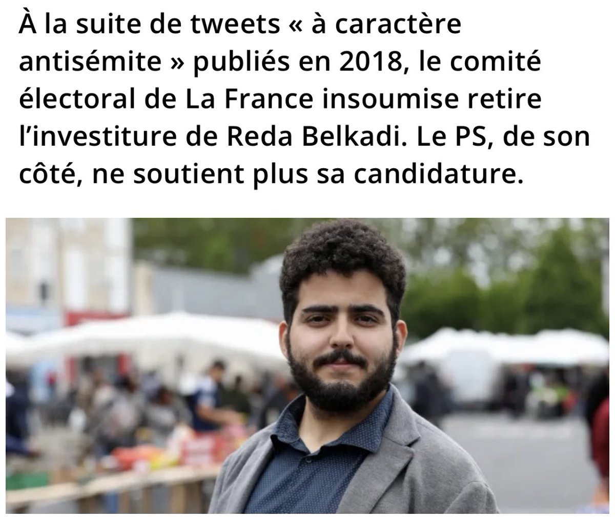 MFesneau's tweet photo. L’antisémitisme, l’homophobie, les atteintes aux droits des femmes n’ont pas leur place dans notre République.  

C’est contre ces extrémismes que je continuerai à me battre parce que c’est mon engagement.

Les partis de gauche ont décidé de retirer leur soutien et son investiture à Reda Belkadi. 
Je salue cette décision responsable qui s’imposait.

Chaque jour démontre que cette élection législative est celle des valeurs. 

J’ai confiance en les électeurs de notre circonscription qui sauront faire le bon choix pour notre démocratie, pour notre avenir.