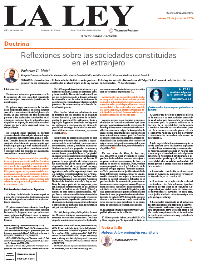 LaLeyRedaccion's tweet photo. 🗞️[𝗛 𝗢 𝗬 en el #DiarioLaLey ]                                    

✍🏻Doctrina por Federico G. Netri 

✍🏻Nota a fallo por Mario Masciotra ''Habeas data y pretensión resarcitoria'' https://t.co/rEudPh7OOG