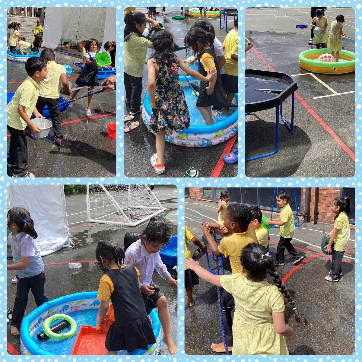 ReceptionHoly's tweet photo. Splish, splosh, splash! What splashing fun we had in Reception this afternoon. @HolyFamilyScho1 #waterplay #physicaldevelopment #PSED https://t.co/Jun99nh7CX