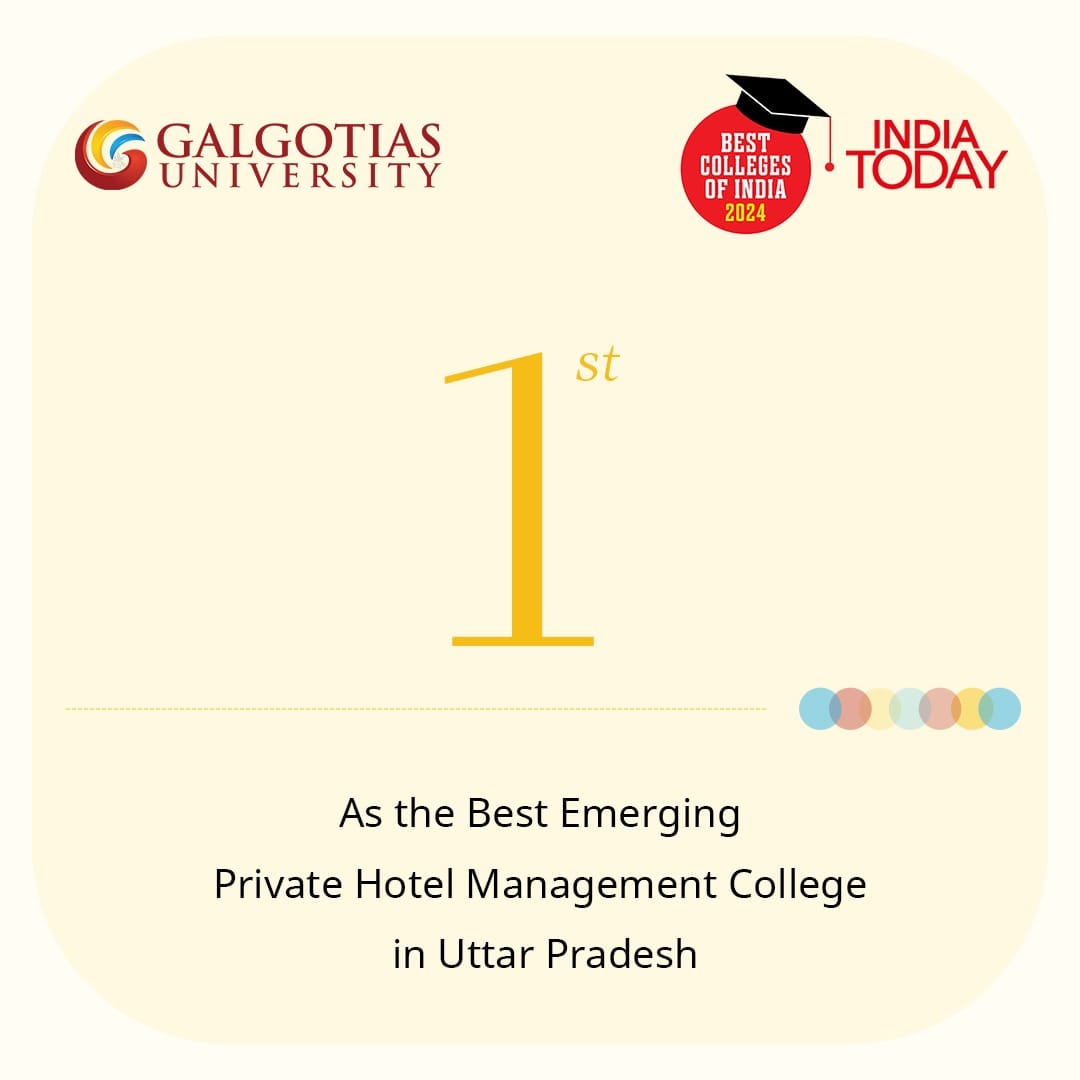 GalgotiasGU's tweet photo. Galgotias University: Elevating India's Standards in Hotel Management. Proud to be ranked among the top colleges in India 2024 by India Today.
#GalgotiasUniversity
#SOHT
#HotelManagement
#TopColleges
#IndiaToday
#rankings
#galgotiasuniversity
#Galgotias
#college
#university
#GalgotiaUniversity