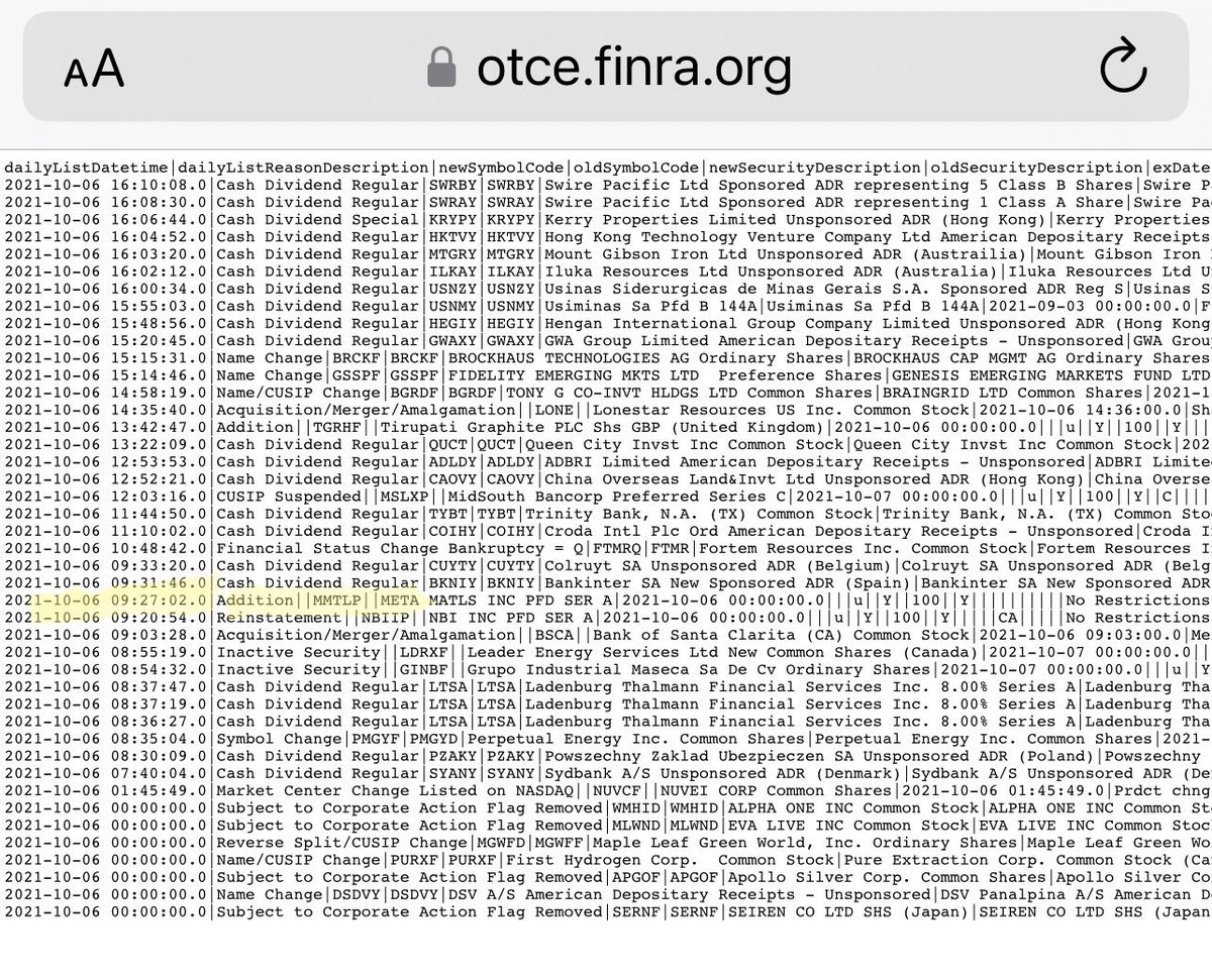 whisskier's tweet photo. #MMTLP 
80 MILLION SHARES🤯TRADED of the $MMAT series A RESTRICTED placeholder…
BEFORE it showed up trading OTC as $MMTLP 
October 6, 2021 
with **No Restrictions**
@PatrickMcHenry @PeteSessions @RepHuizenga @RepJamesComer 
Subpoena the aggregate audited sharecount NOW!! https://t.co/WKubIpy465